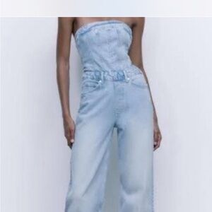 NWT zara corset Denim Jumpsuit